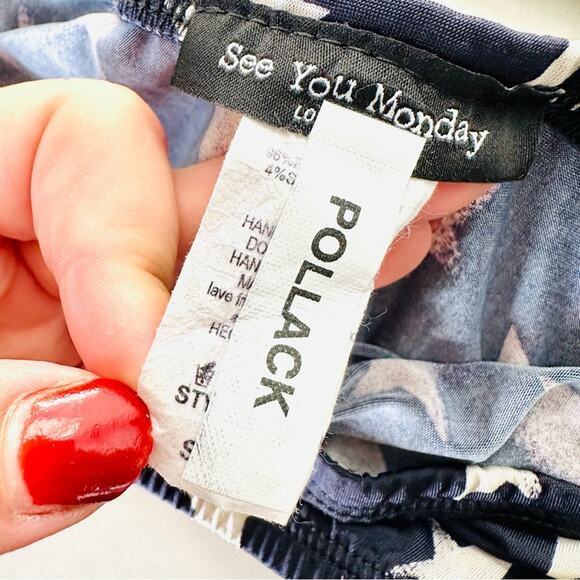 3 SEE YOU MONDAY Blue White Print Bandeau Strapless Tube Bralette Bra Crop Top S - Picture 4 of 9